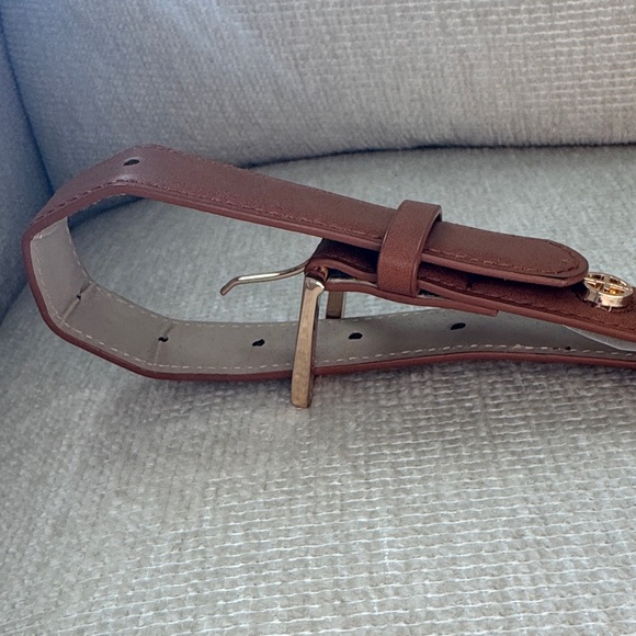 Giani Bernini Womens Gold Metal Link Belt W Cognac Brown - Picture 4 of 13